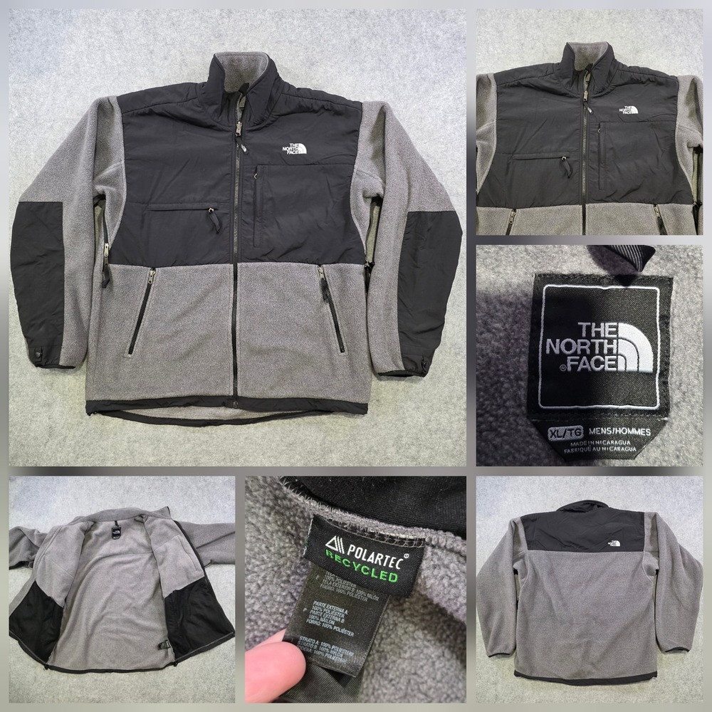 The North Face Jacket Mens XL Gray Black Fleece Polartec Full Zip Windbreaker